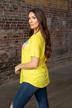 Load image into Gallery viewer, NEON YELLOW WITH TIE DYE POCKET TEE