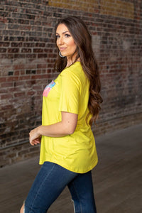 NEON YELLOW WITH TIE DYE POCKET TEE