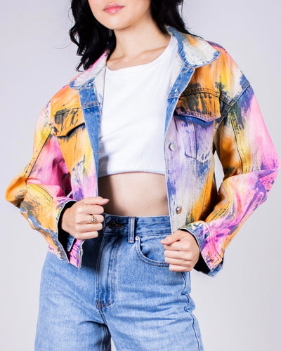Tie Dye Print Denim Jacket