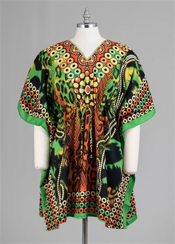 Green Multi Color Draw String Top
