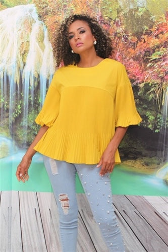 MUSTARD PLEATED TOP