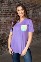 Load image into Gallery viewer, LAVENDER TEE WITH TIE DYE POCKET