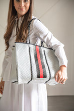 Load image into Gallery viewer, White and Red Stripe Tote