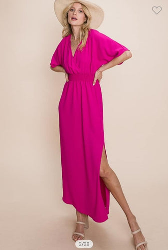 Fuchsia Maxi Dress w/side Split