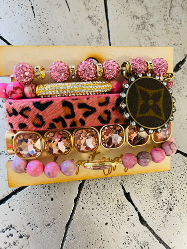 Pink Leopard Upcycled Stack