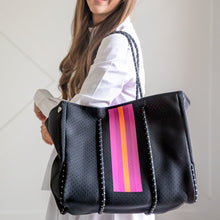 Load image into Gallery viewer, Black and Pink Stripe Tote