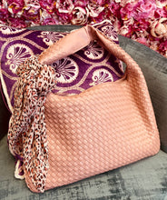 Load image into Gallery viewer, Basket Weave Hobo Bag with Scarf
