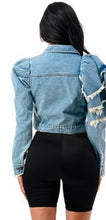 Load image into Gallery viewer, Love Me Crop Jean Jacket