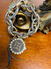 Load image into Gallery viewer, Silver and Gold Cable Linked upcycled bracelet  up-cycled designer charm