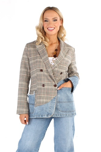 Plaid with Denim Pocket Jacket
