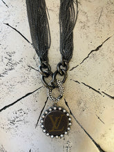 Load image into Gallery viewer, Chained Upcycled Necklace with chain link and crystal