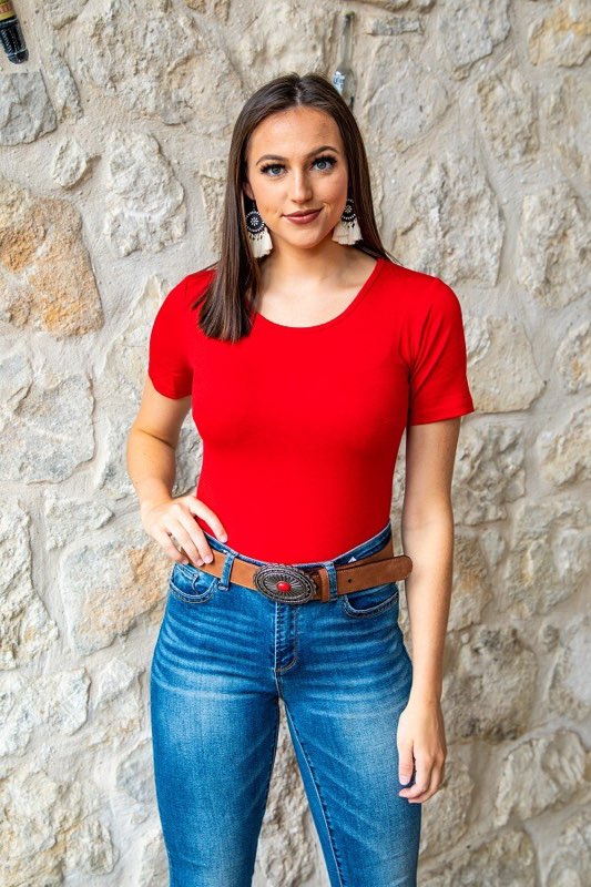 RED BASIC T-SHIRT BODYSUIT