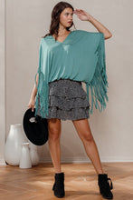 Load image into Gallery viewer, Solid Print Short Sleeves Fringe Poncho