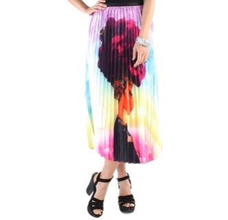 Elastic Waist Pleated Face Print Skirt