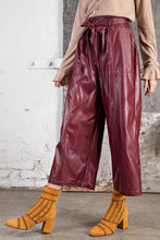 Load image into Gallery viewer, DEEP PLUM FAUX LEATHER WIDE LEG PANTS