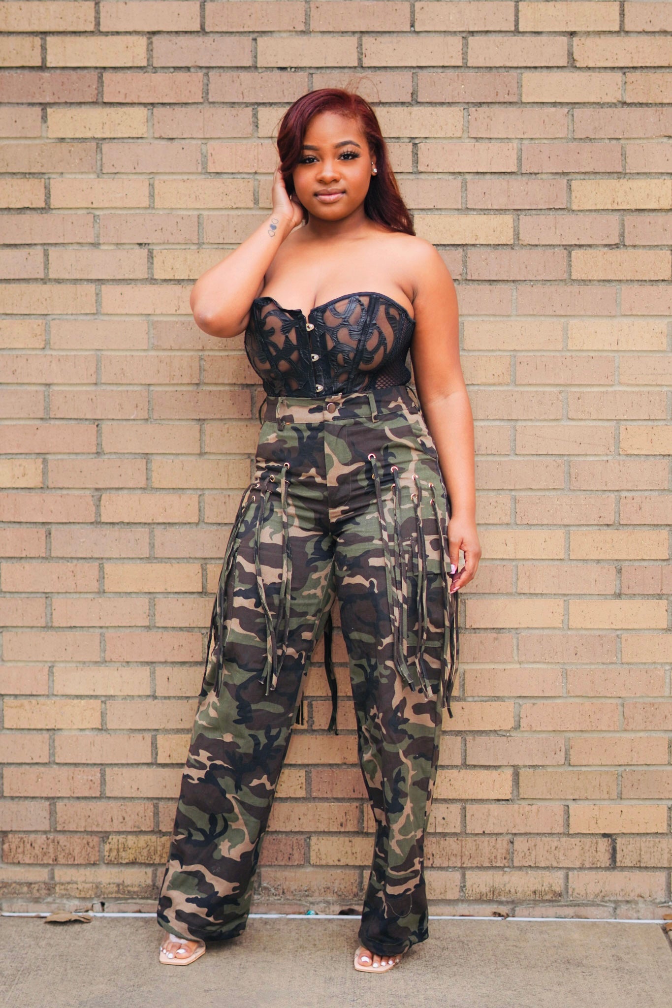 Lace Up Detail Camo Pants Imani Boutique DFW Lace Up Detail Camo Pants Imani Boutique DFW