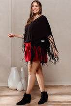 Load image into Gallery viewer, Solid Print Short Sleeves Fringe Poncho
