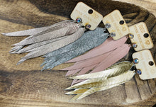 Load image into Gallery viewer, Leather Strip Earrings with Swarovski Crystal