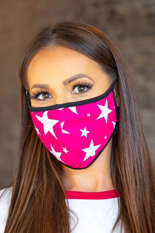 Neon Pink Stars Face Mask