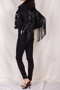 Black Fringe Denim Jacket