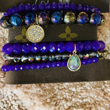 Load image into Gallery viewer, Purple Beaded Bracelet w/Upcycle Band