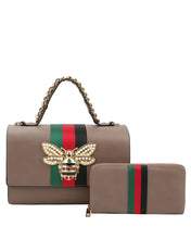 Load image into Gallery viewer, Bee Charm Stripe Handbag
