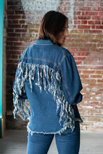 Load image into Gallery viewer, DENIM JACKET WITH BACK FRINGE