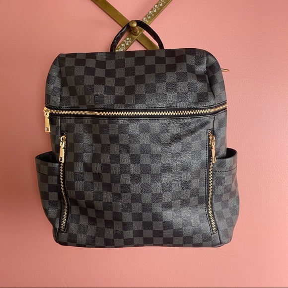 Checkered Horizontal Zip Backpack