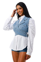Load image into Gallery viewer, Double Collar Adjustable Tie Puff White Long Sleeve Ruffle Jacket