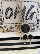 Load image into Gallery viewer, Upcycled Designer Stud Earring with pearl dangle