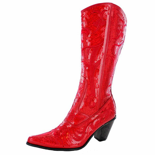 Tall Sequin and Embroidered Boots with Zipper
