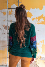 Load image into Gallery viewer, TEAL SWEATER WITH SEQUIN SLEEVES