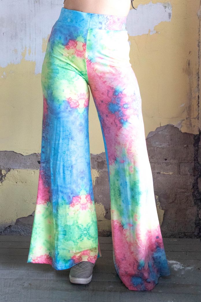 TIE-DYE WIDE LEG PALAZZO PANT WITH ELASTIC WAISTBAND