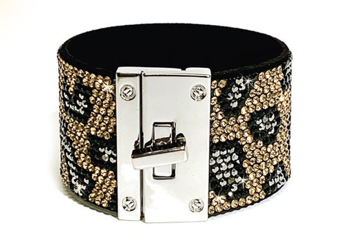 WILD THING BLING LEOPARD GOLD CUFFS