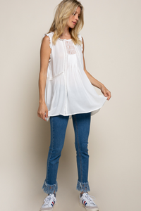 Ivory Ruffle Trim Top