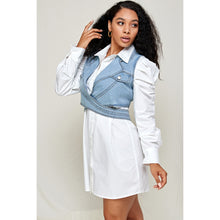 Load image into Gallery viewer, Shirt Dress With Wrap Around Collar Denim Vest