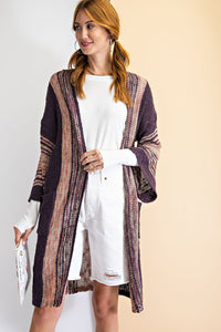 SWEATER KNIT OPEN CARDIGAN WITH POCKETS