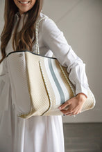 Load image into Gallery viewer, Tan and Grey Stripe Tote