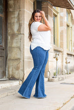 Load image into Gallery viewer, Mid Wash High Rise Rhinestone Flare Denim