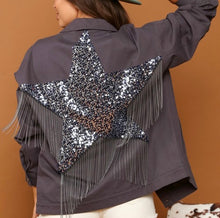Load image into Gallery viewer, Fringe Sequin Star Twill Jacket