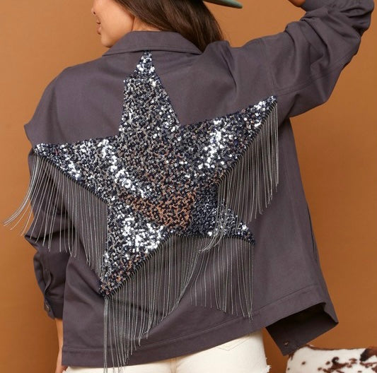 Fringe Sequin Star Twill Jacket