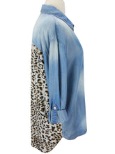 Load image into Gallery viewer, Animal Print Back Long Sleeve Denim Shirt