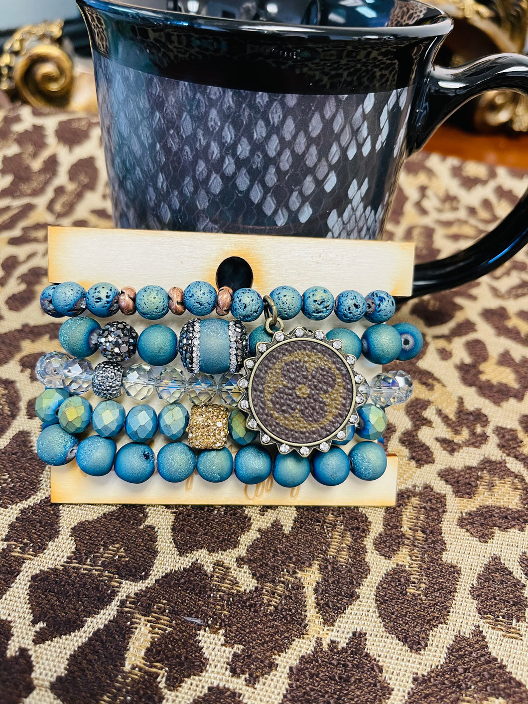 Dark Aqua Blue Upcycle Stack