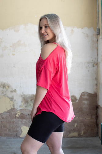 SHOULDER CUT OUT SHORT SLEEVE TEE