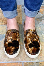Load image into Gallery viewer, COWHIDE LEATHER PINE TOP MULTI COW PRINT SLIP ON TENNIS SHOE
