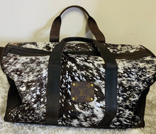 Load image into Gallery viewer, Brown Hair on Hyde Leather Up-Cycled Travel Bag