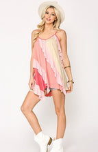 Load image into Gallery viewer, Multi Color Block Sleeveless Ruffle Tunic Top