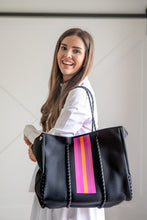 Load image into Gallery viewer, Black and Pink Stripe Tote