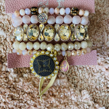 Load image into Gallery viewer, Leopard-Pink-Tan Beaded Designer Upcycled Bracelet