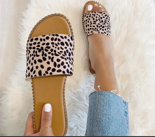Animal Print Slip On Flat Sandal